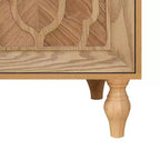 Clihome 63 Mobile Contenitore Grande con Maniglia in Metallo, Ante Intagliate a Fiori, Credenza Consolle Moderna in Legno con Ripiani Regolabili