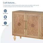 Clihome 63 Mobile Contenitore Grande con Maniglia in Metallo, Ante Intagliate a Fiori, Credenza Consolle Moderna in Legno con Ripiani Regolabili