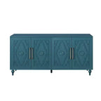 Clihome 63 Mobile Contenitore Grande con Maniglia in Metallo, Ante Intagliate a Fiori, Credenza Consolle Moderna in Legno con Ripiani Regolabili