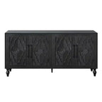 Clihome 63 Mobile Contenitore Grande con Maniglia in Metallo, Ante Intagliate a Fiori, Credenza Consolle Moderna in Legno con Ripiani Regolabili