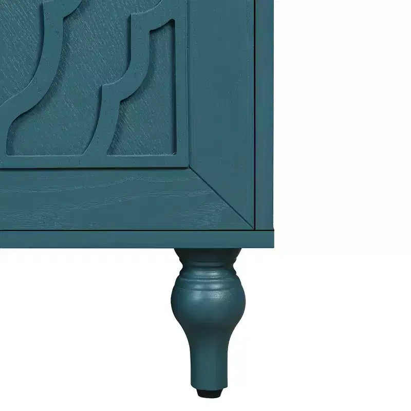 Clihome 63 Mobile Contenitore Grande con Maniglia in Metallo, Ante Intagliate a Fiori, Credenza Consolle Moderna in Legno con Ripiani Regolabili
