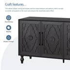 Clihome 63 Mobile Contenitore Grande con Maniglia in Metallo, Ante Intagliate a Fiori, Credenza Consolle Moderna in Legno con Ripiani Regolabili
