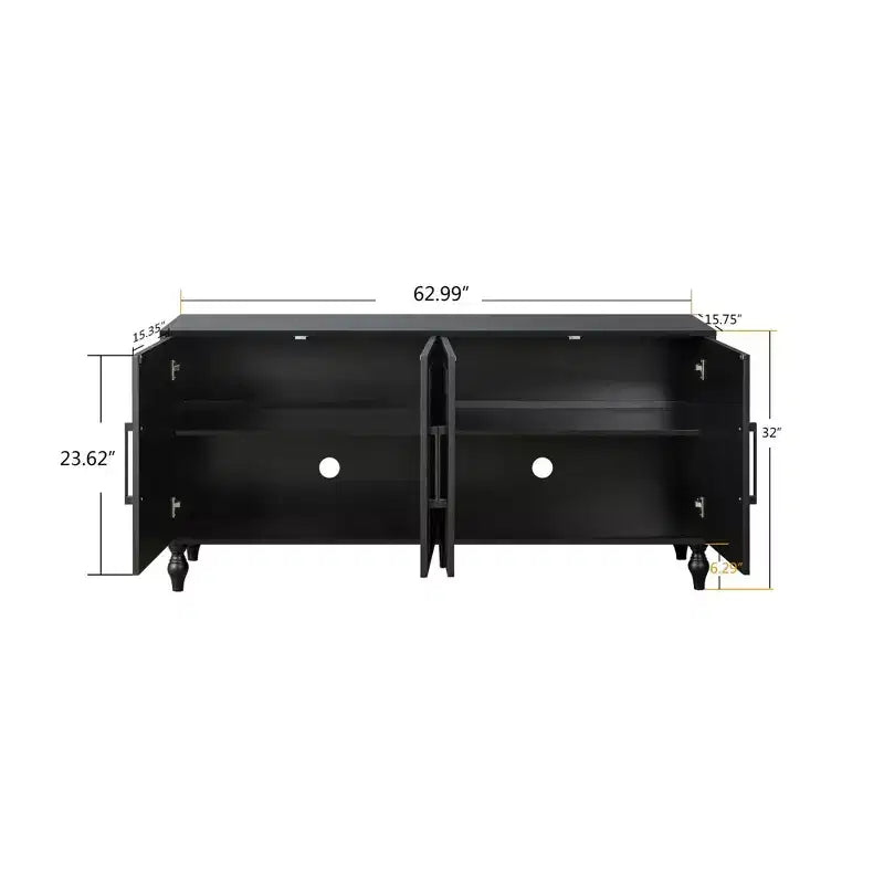 Clihome 63 Mobile Contenitore Grande con Maniglia in Metallo, Ante Intagliate a Fiori, Credenza Consolle Moderna in Legno con Ripiani Regolabili