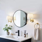 24 Inch Black Wall-mounted Circular Wrought Iron Framed Medicine Cabinet Mirror Cabinet For Bathroom