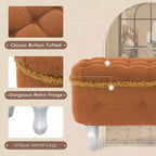 TUYOHW 29.5 Panchina Pouf Contenitore Retrò da Fondo Letto con Frange, Elegante Pouf Accent Trapuntato per Camera da Letto e Soggiorno, Capacità 136 kg