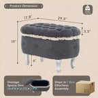 TUYOHW 29.5 Panchina Pouf Contenitore Retrò da Fondo Letto con Frange, Elegante Pouf Accent Trapuntato per Camera da Letto e Soggiorno, Capacità 136 kg