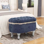 TUYOHW 29.5 Panchina Pouf Contenitore Retrò da Fondo Letto con Frange, Elegante Pouf Accent Trapuntato per Camera da Letto e Soggiorno, Capacità 136 kg