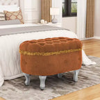TUYOHW 29.5 Panchina Pouf Contenitore Retrò da Fondo Letto con Frange, Elegante Pouf Accent Trapuntato per Camera da Letto e Soggiorno, Capacità 136 kg