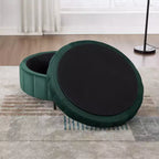 TUYOHW 31.5W Ottomana Rotonda con Coperchio Reversibile, Ottomana/Tavolino da Caffè di Lusso in Velluto per Soggiorno, Poggiapiedi d'Accento, Capacità 125kg