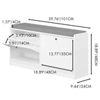 TUYOHW 39.7L Panca Scarpa Contenitore Imbottita per Ingresso, Panca Ottomana in Legno di Alta Qualità per Ingresso con Cuscino per Seduta, Bianco