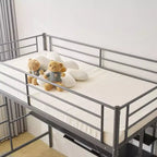 Karl Home Letto a soppalco matrimoniale in metallo con scrivania e mensole, 2 scale incorporate