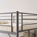 Karl Home Letto a soppalco matrimoniale in metallo con scrivania e mensole, 2 scale incorporate