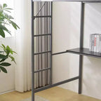 Karl Home Letto a soppalco matrimoniale in metallo con scrivania e mensole, 2 scale incorporate