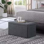 Okak Panca Moderna con Contenitore e Ampio Spazio di Archiviazione, Poggiapiedi Ottomano con Seduta Imbottita, Panca da Ingresso per Soggiorno, Camera da Letto, Grigio Scuro