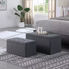 Okak Panca Moderna con Contenitore e Ampio Spazio di Archiviazione, Poggiapiedi Ottomano con Seduta Imbottita, Panca da Ingresso per Soggiorno, Camera da Letto, Grigio Scuro