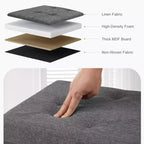 Panca poggiapiedi Okak 76 x 110 cm con contenitore e seduta imbottita in schiuma spessa, pieghevole con grande capacità, panca per la camera da letto o il soggiorno