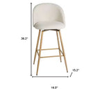 HomeRoots Set di due sedie da bar girevoli da 27 pollici beige e rovere in tessuto e metallo altezza bancone