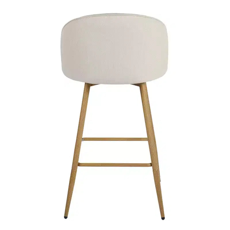 HomeRoots Set di due sedie da bar girevoli da 27 pollici beige e rovere in tessuto e metallo altezza bancone