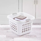 Cesta portabiancheria quadrata Sterilite, 1,5 Bushel, con manici, bianca, confezione da 8