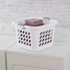 Cesta portabiancheria quadrata Sterilite, 1,5 Bushel, con manici, bianca, confezione da 8