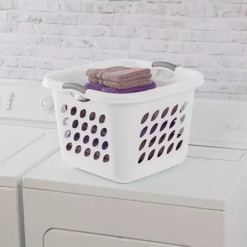 Cesta portabiancheria quadrata Sterilite, 1,5 Bushel, con manici, bianca, confezione da 8