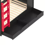 Bellemave Letto a castello Queen su Queen con cassetti e mensole portaoggetti, struttura in legno massiccio con ganci, non necessita di rete a molle
