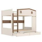 Bellemave Letto a castello Queen su Queen con cassetti e mensole portaoggetti, struttura in legno massiccio con ganci, non necessita di rete a molle
