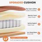 Sedia in pelle grande e alta KERDOM con poggiapiedi, poltrona direzionale ergonomica comoda e spaziosa con schienale alto e supporto lombare, nera