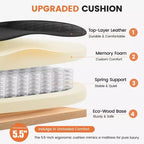 Sedia in pelle grande e alta KERDOM con poggiapiedi, poltrona direzionale ergonomica comoda e spaziosa con schienale alto e supporto lombare, nera