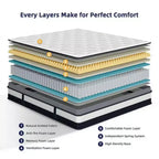 Materasso King da 14 Pollici, Memory Foam Gel e Molle Insacchettate Indipendenti, Rinfrescante, Media Durezza, Certificato CertiPUR-US, Materasso in Scatola