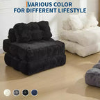 Divano Letto Pieghevole Singolo & Poltrona Letto con Cuscino, Materasso Portatile con Supporto per Soggiorno, Camera da Letto, Dormitorio, Appartamento Nero (2pz)