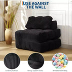 Divano Letto Pieghevole Singolo & Poltrona Letto con Cuscino, Materasso Portatile con Supporto per Soggiorno, Camera da Letto, Dormitorio, Appartamento Nero (2pz)