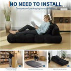 Divano Letto Pieghevole Singolo & Poltrona Letto con Cuscino, Materasso Portatile con Supporto per Soggiorno, Camera da Letto, Dormitorio, Appartamento Nero (2pz)