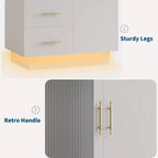 Mobile Contenitore a 2 Ante con Anta in Vetro, Armadietto Organizer Moderno in Legno con Aste Appendine e 2 Cassetti, Armadio Contenitore Alto
