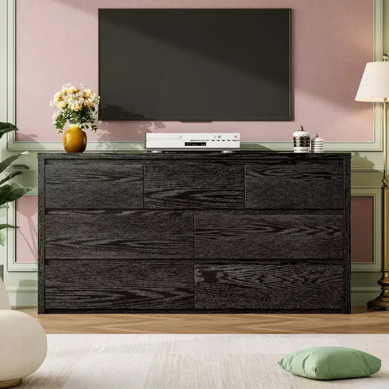 Cassettiera a 7 cassetti per camera da letto, Comò moderno e spazioso, Grande cassettiera in legno per soggiorno, corridoio, ingresso