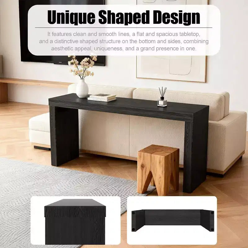 Karl Home Tavolo Consolle Lungo Stretto Nero Moderno in Legno da 58'' per Divano, per Soggiorno