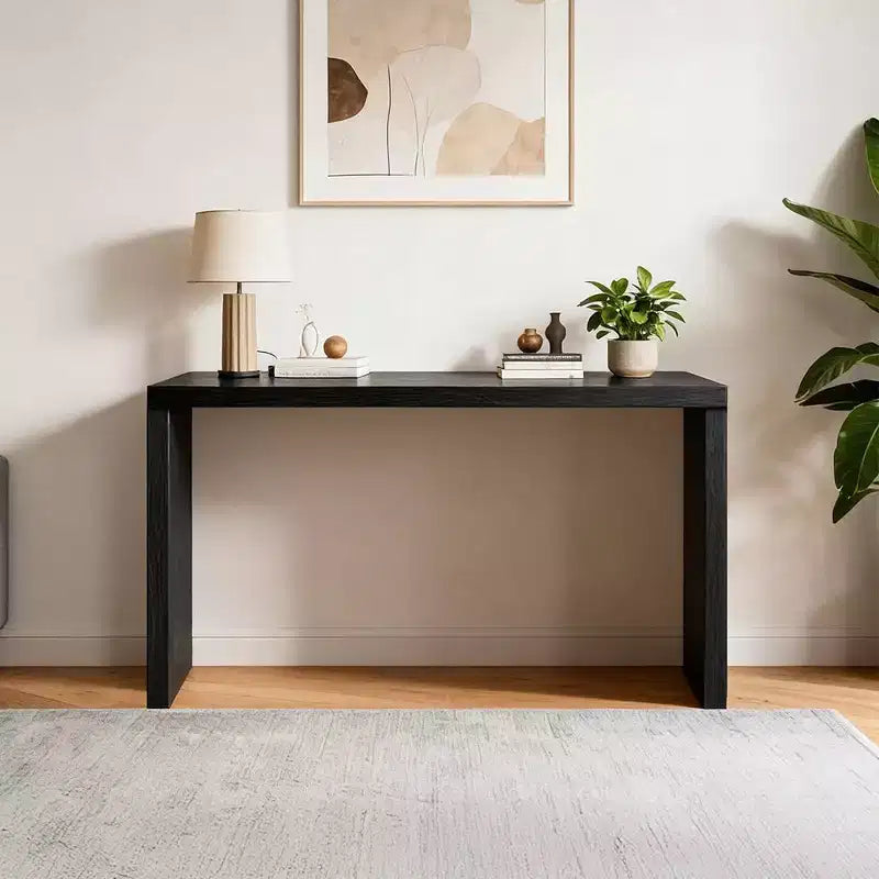 Karl Home Tavolo Consolle Lungo Stretto Nero Moderno in Legno da 58'' per Divano, per Soggiorno