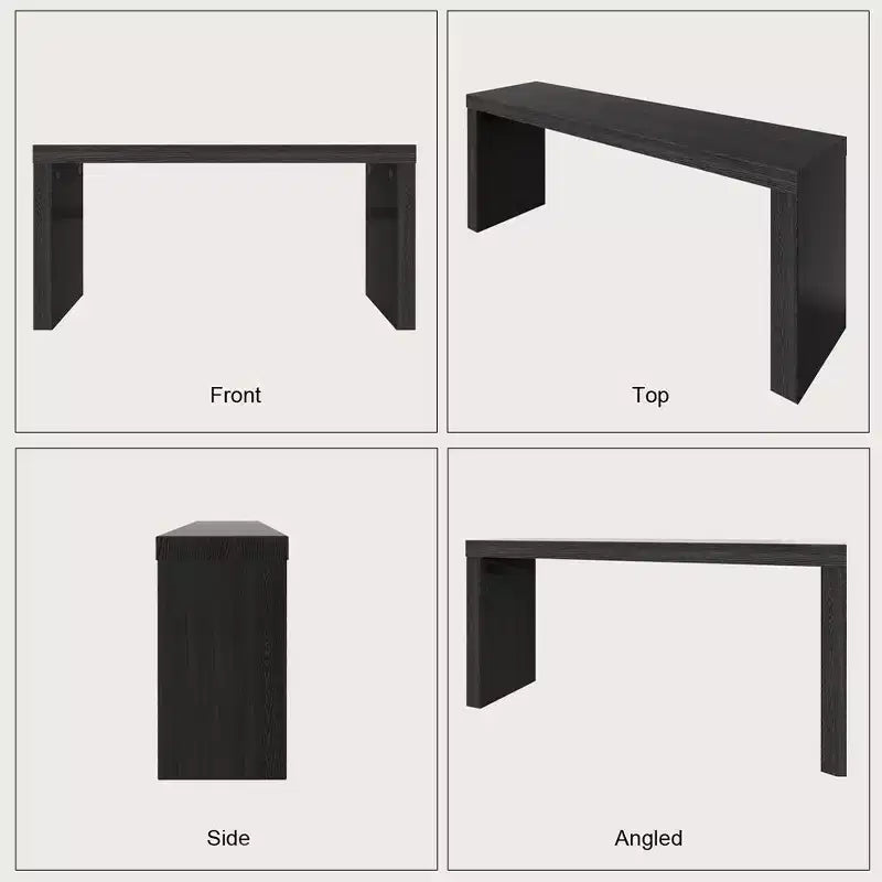 Karl Home Tavolo Consolle Lungo Stretto Nero Moderno in Legno da 58'' per Divano, per Soggiorno