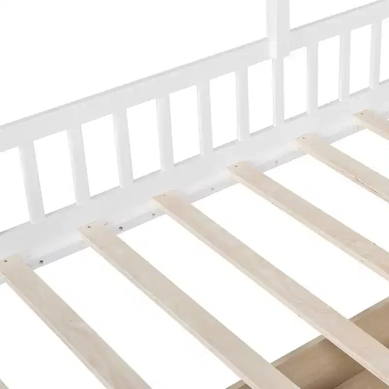 Telaio letto a casetta Whisen, per bambini, con divano, due cassetti e ripiano portaoggetti