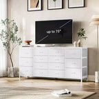Cassettiera Accent moderno da 63 pollici, porta TV per televisori da 65/70/75 pollici, armadietto a 14 cassetti per camera da letto, cassettiera grande e lunga in tessuto, mobile TV