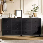 Modern Accent 63 W Dresser, TV Stand for 65/70/75 Inch TV, 14 Drawer Cabinet for Bedroom, Large Long Fabric Dresser Entertainment Center