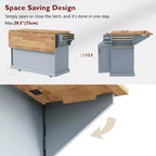 GDFStudio Gaius 54 Isola da Cucina con Piano a Ribalta in Legno di Gomma, Ruote, 4 Ante e 3 Cassetti