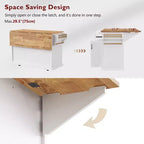 GDFStudio Gaius 54 Isola da Cucina con Piano a Ribalta in Legno di Gomma, Ruote, 4 Ante e 3 Cassetti