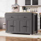 GDFStudio Galen 74.5 Isola da Cucina Mobile con Tavolo da Pranzo Estensibile, 2 Cassetti e Mobile a 4 Ante
