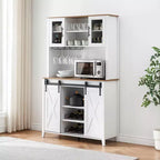 Mobile bar da fattoria con anta scorrevole a granaio, credenza rustica da 70 pollici con portabottiglie e portabicchieri per cucina, sala da pranzo o angolo bar