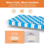 Materasso Queen da 14 pollici, materasso ibrido in memory foam con gel in scatola, supporto a molle insacchettate con isolamento del movimento e sollievo dalla pressione, rigidità media, CertiPUR-US
