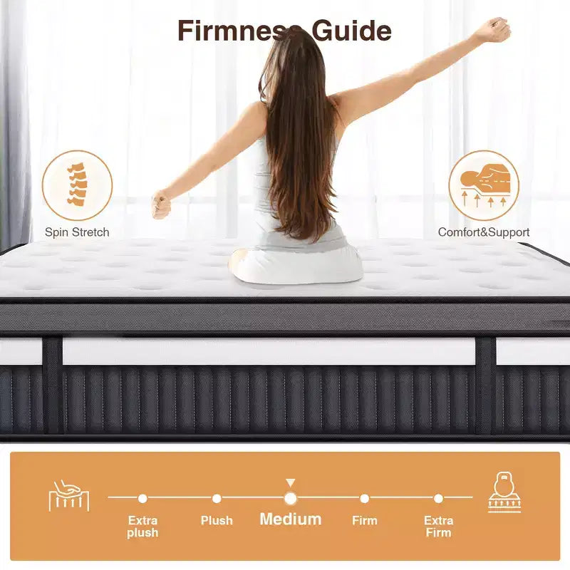 Materasso Queen da 14 pollici, materasso ibrido in memory foam con gel in scatola, supporto a molle insacchettate con isolamento del movimento e sollievo dalla pressione, rigidità media, CertiPUR-US