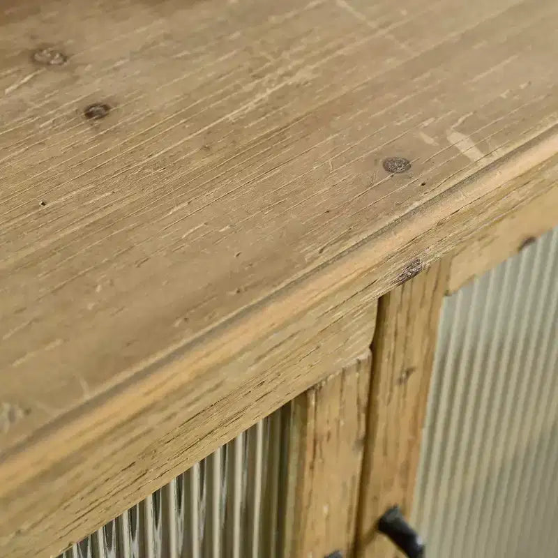 Credenza Christopher Knight Home Belmont in legno rustico con anta in vetro e ripiano aperto
