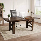 COZONY 71 Tavolo da pranzo rustico, tavolo da cucina rettangolare in legno stile Farmhouse per 6-8 persone, piano spesso rettangolare, base robusta