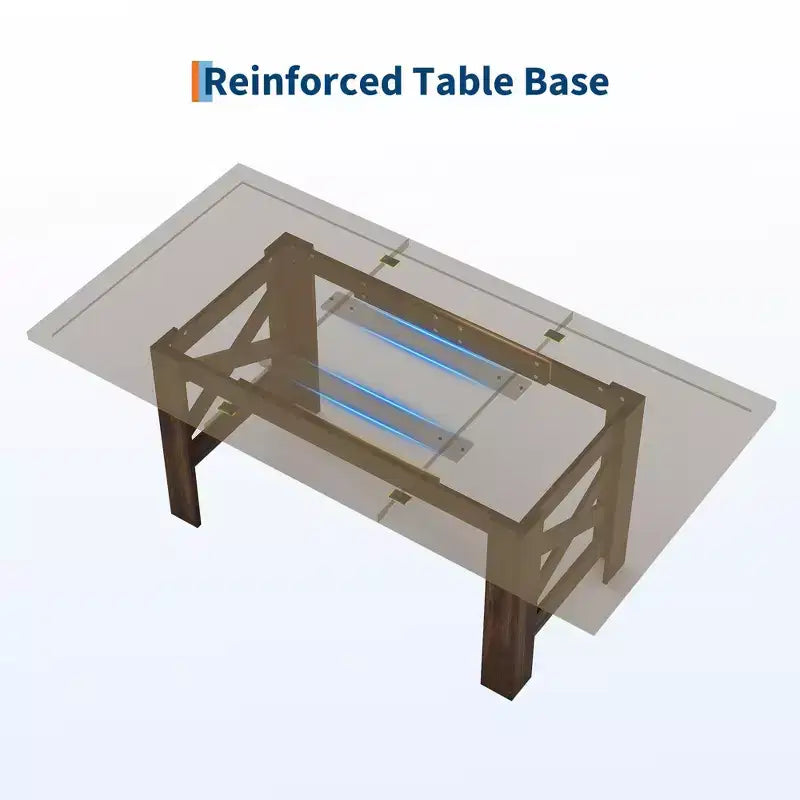 COZONY 71 Tavolo da pranzo rustico, tavolo da cucina rettangolare in legno stile Farmhouse per 6-8 persone, piano spesso rettangolare, base robusta